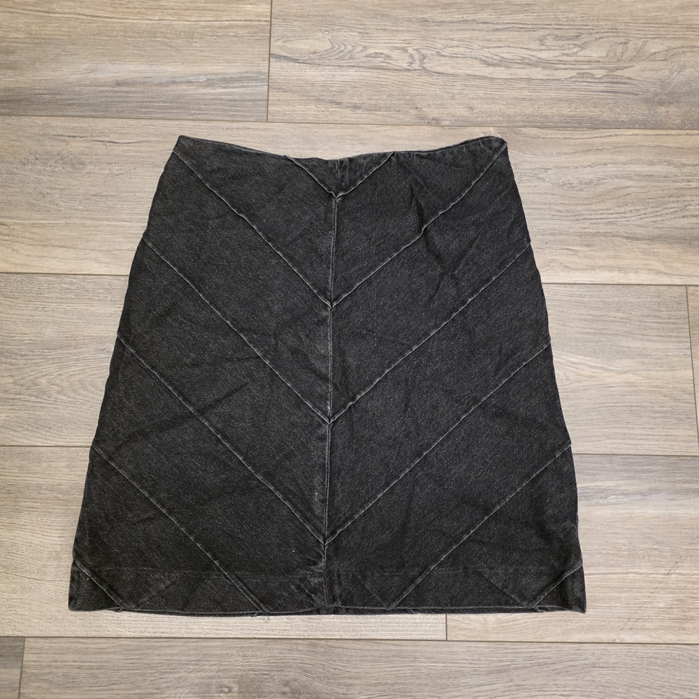 Vtg RARE Skirt Ralph Lauren 90s-Y2K Chevron Black Denim Skirts A-Line